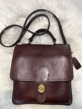 Coach Brown Leather Turnlock Top-Handle Crossbody
